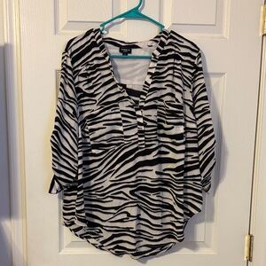 Torrid Black and White Zebra Print Blouse